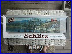 1958 Vintage Schlitz Lighted Beer Advertising Sign Form 548 Farm Scene Red Barn