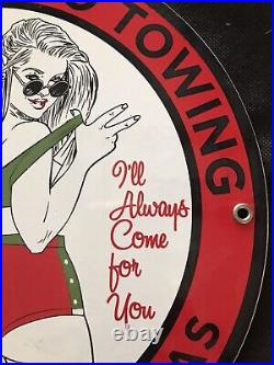 1962 Vintage Style Trisha's Texaco Towing 12 Inch Porcelain Pump Plate Sign