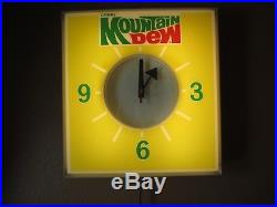 1971 Mountain Dew Lighted Wall Clock Vintage Soda Advertisement Sign Clock