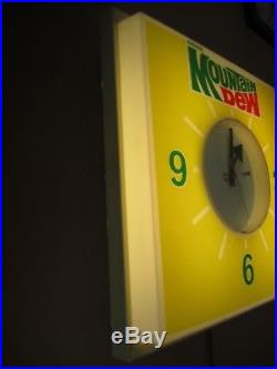 1971 Mountain Dew Lighted Wall Clock Vintage Soda Advertisement Sign Clock