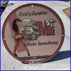 1989 Vintage All Star Dixie Speedway Circuit Of Champions Porcelain Enamel Si