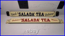 (2) Original Porcelain Salada Tea Door Pushes Delicious Flavor Door Push