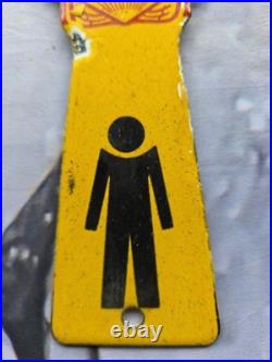 2-VINTAGE SHELL PORCELAIN SIGNS BATHROOM KEY FOB MENS LADIES BATHROOM 7.5x3.5