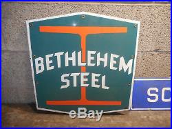 #2- Vintage Bethlehem Steel Porcelain Signs Logo & Scale Repair