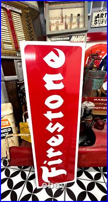 36 FIRESTONE VINTAGE style Hand Painted Metal SIGN TIRES CAR TRUCK AUTO OIL GAS