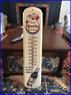 36 Frostie Root Beer Thermometer Vintage Sign Antique Advertising Working 1950s