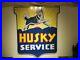 45x42-Rare-Original-Vintage-Antique-1930-Husky-Service-Porcelain-Oil-Gas-Sign-01-wn