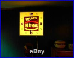 60s Vintage Hires Root Beer Sign Lighted Clock Advrtisement Pam Gas Station