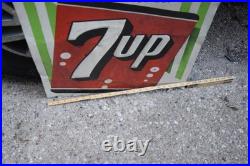 7UP FRESH UP EMBOSSED PAINTED METAL SIGN VINTAGE 1950s SODA POP LARGE 23 x 26