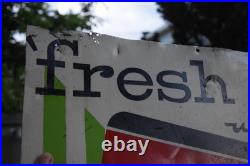 7UP FRESH UP EMBOSSED PAINTED METAL SIGN VINTAGE 1950s SODA POP LARGE 23 x 26