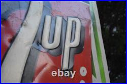 7UP FRESH UP EMBOSSED PAINTED METAL SIGN VINTAGE 1950s SODA POP LARGE 23 x 26