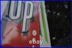 7UP FRESH UP EMBOSSED PAINTED METAL SIGN VINTAGE 1950s SODA POP LARGE 23 x 26