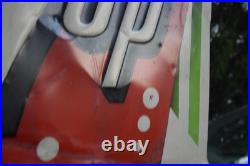 7UP FRESH UP EMBOSSED PAINTED METAL SIGN VINTAGE 1950s SODA POP LARGE 23 x 26
