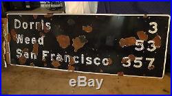 9'x3' Vtg Original 1960 Porcelain & Steel San Francisco Hwy Road Sign RARE
