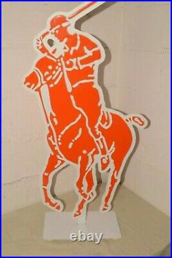 90s Vtg RALPH LAUREN 2-Sided Store Sign ADVERTISING DISPLAY Big 44 POLO JOCKEY