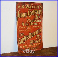 A. K Walch's cigars advertising tin sign vintage retro enamel antique industrial