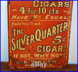 A. K Walch's cigars advertising tin sign vintage retro enamel antique industrial