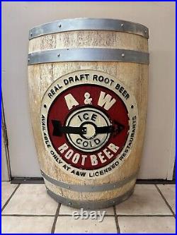 A&W Barrel Sign, original collectable REAL DRAFT ROOT BEER