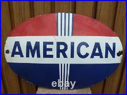 American Standard porcelain sign advertising vintage gasoline 24 oil gas USA