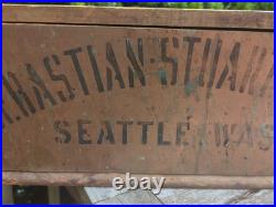 Antique Advertising Wooden Box Seattle Sebastian-Stuart Fish AAFA Vintage Sign