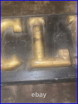Antique Carved Wood CLINIC Original Gold Gilt Letters Medical Trade Sign c. 1900