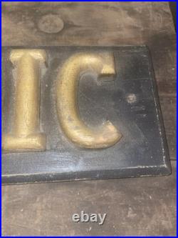 Antique Carved Wood CLINIC Original Gold Gilt Letters Medical Trade Sign c. 1900