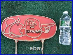 Antique Golf Course Sign Vintage Golf Cart Direction