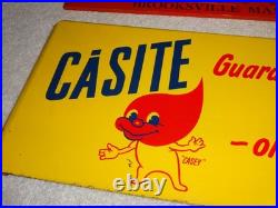 Antique Original Scarce Nos Casite Casey Flame 18 Metal Gasoline Oil Rack Sign