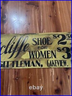 Antique Shoe Store Advertising Sign Radcliffe Shoes C. 1906 Lakeview, MI