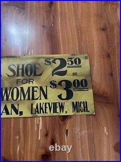 Antique Shoe Store Advertising Sign Radcliffe Shoes C. 1906 Lakeview, MI