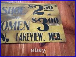 Antique Shoe Store Advertising Sign Radcliffe Shoes C. 1906 Lakeview, MI