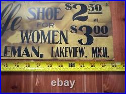 Antique Shoe Store Advertising Sign Radcliffe Shoes C. 1906 Lakeview, MI