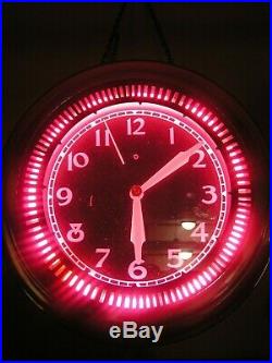 Antique Spinner Neon Diner Clock, Vintage