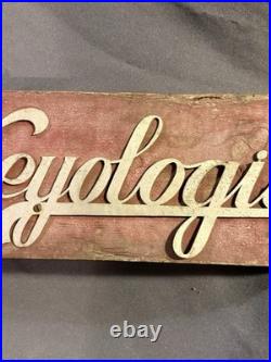 Antique Two Sided Wood & Metal Flange Keyologist Advertising Sign locksmith keys