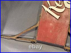Antique Two Sided Wood & Metal Flange Keyologist Advertising Sign locksmith keys