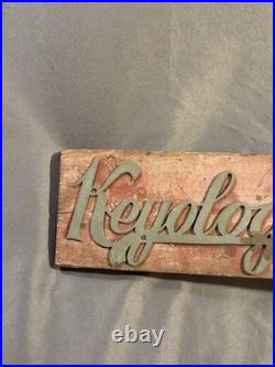 Antique Two Sided Wood & Metal Flange Keyologist Advertising Sign locksmith keys