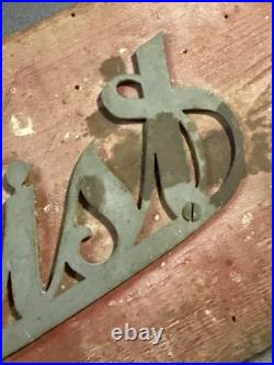 Antique Two Sided Wood & Metal Flange Keyologist Advertising Sign locksmith keys