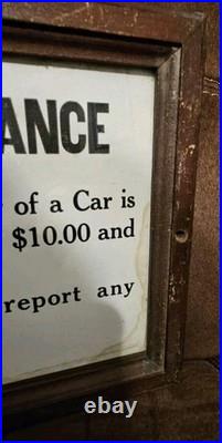 Antique Vintage 1930s Railroad Spit on Floor Paper Sign Framed