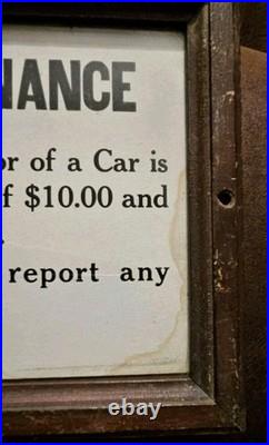 Antique Vintage 1930s Railroad Spit on Floor Paper Sign Framed