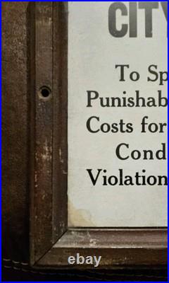 Antique Vintage 1930s Railroad Spit on Floor Paper Sign Framed