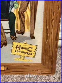 Antique Vintage H BAR C Ranchwear Display Sign 1950's Fast Ship RARE! 20x28