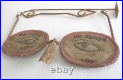 Antique Vintage Iron Optometrists Advertisement Trade Sign Specs
