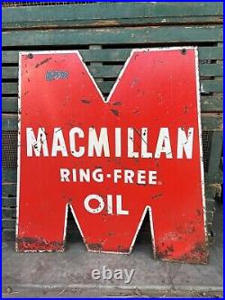 Antique Vintage Macmillan Ring Free Oil Tin Paint Double Side Sign