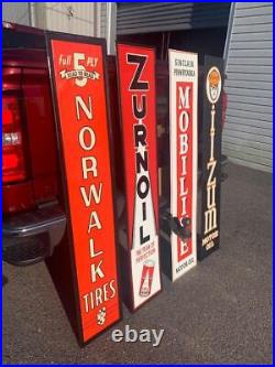 Antique Vintage Old Style Gas Oil Vertical Sign 5ft Tall CHOOSE 2