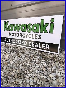 Antique Vintage Old Style Kawasaki Dealer Sign Restocked