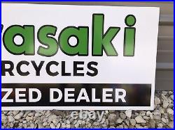 Antique Vintage Old Style Kawasaki Dealer Sign Restocked