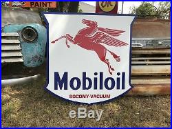 Antique Vintage Old Style Mobil Oil Pegasus Service Station Sign Mobiloil 40