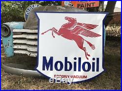 Antique Vintage Old Style Mobil Oil Pegasus Service Station Sign Mobiloil 40