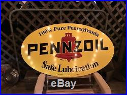 Antique Vintage Old Style Pennzoil Gas Oil Sign 40 Inches
