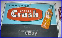 Antique Vintage Orange Crush Soda Bottle Non Porcelain Metal Menu Board Art Sign